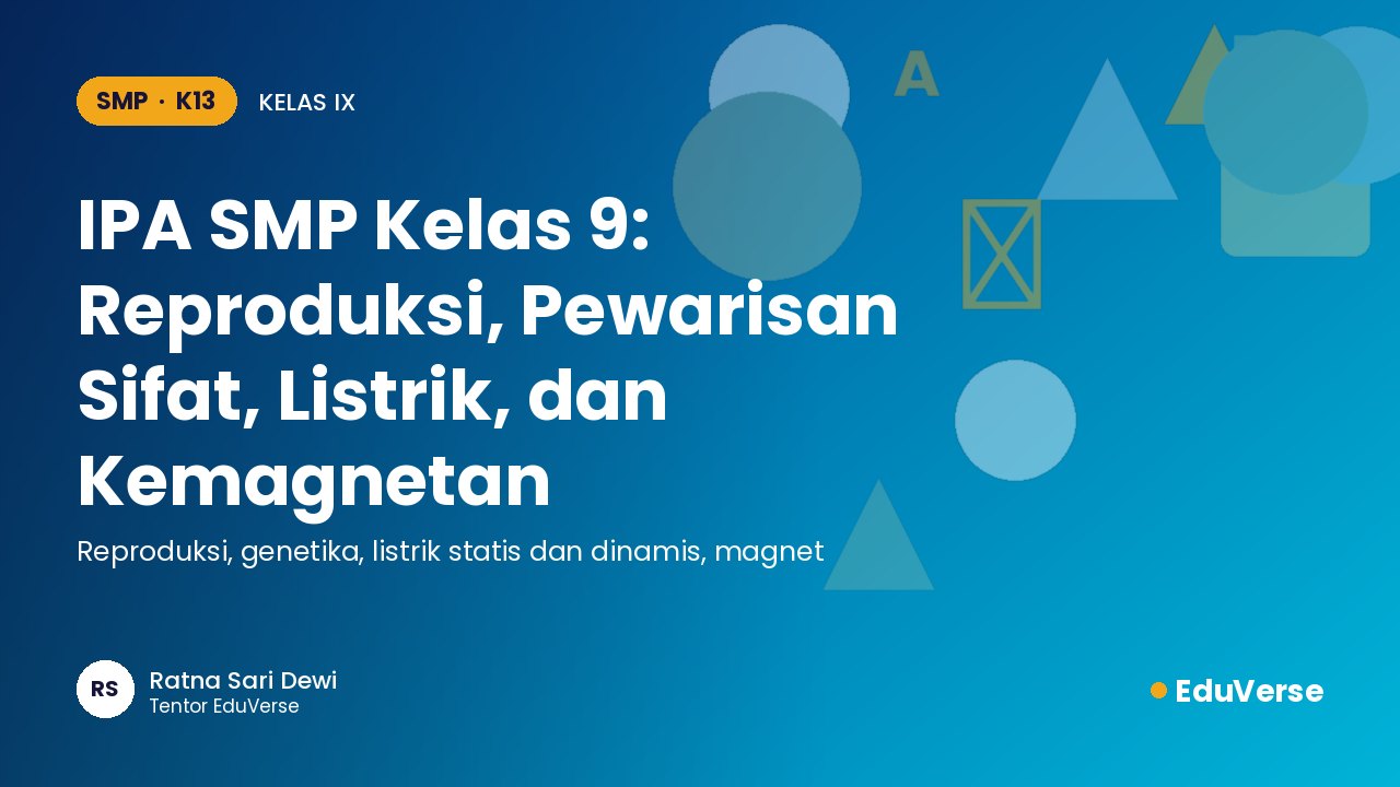 Sampul IPA SMP Kelas 9: Reproduksi, Pewarisan Sifat, Listrik, dan Kemagnetan