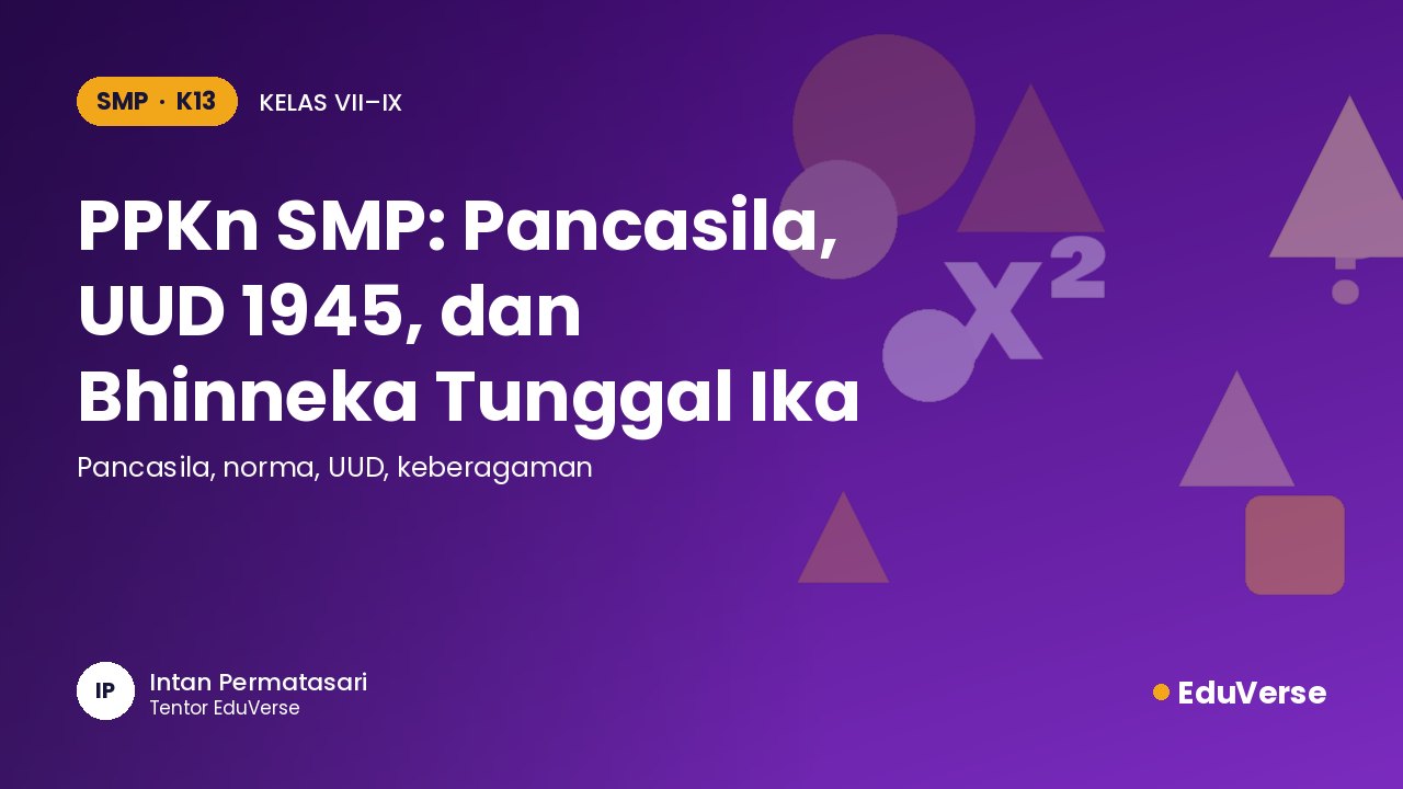 Sampul PPKn SMP: Pancasila, UUD 1945, dan Bhinneka Tunggal Ika