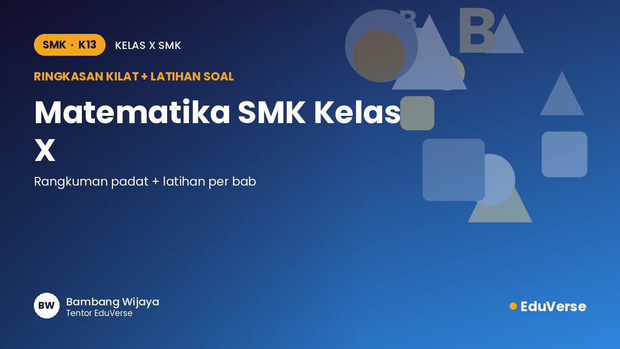 Sampul Ringkasan Kilat dan Latihan Soal Matematika SMK Kelas X