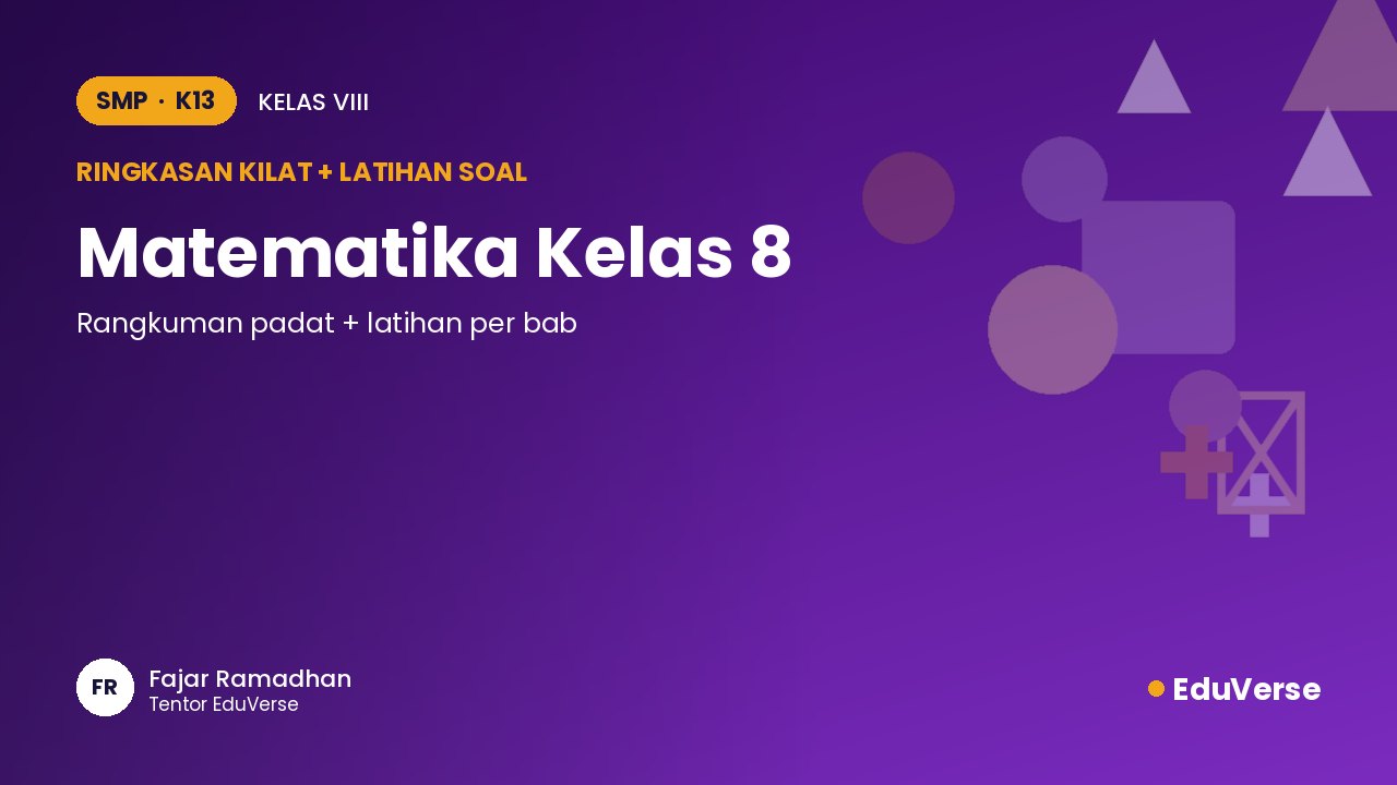 Sampul Ringkasan Kilat dan Latihan Soal Matematika Kelas 8