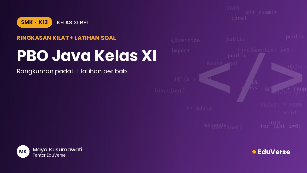 Sampul Ringkasan Kilat dan Latihan Soal PBO Java Kelas XI